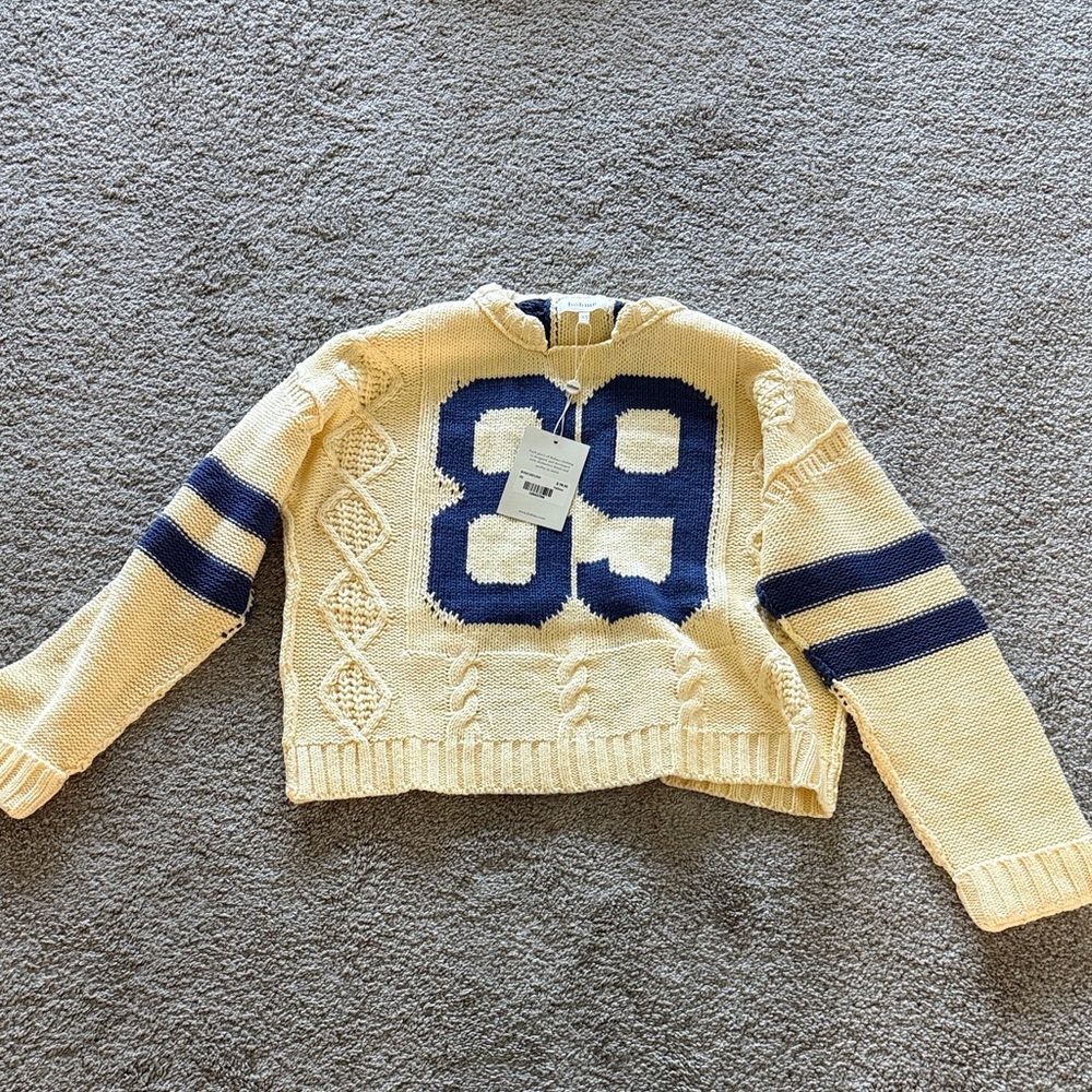 Bohme 89 cable knit Yellow Navy Women's Sweater
